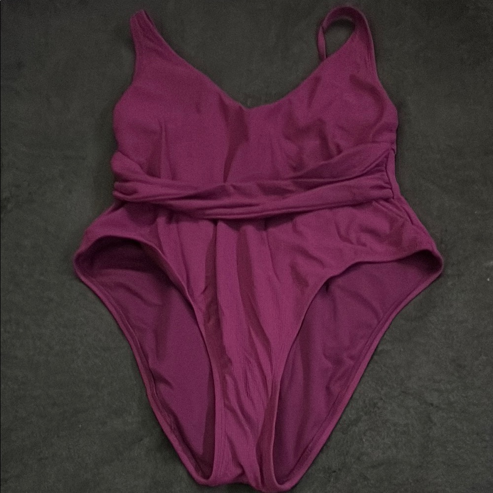 Shade & Shore Purple Bodysuit One Piece Swimsuit